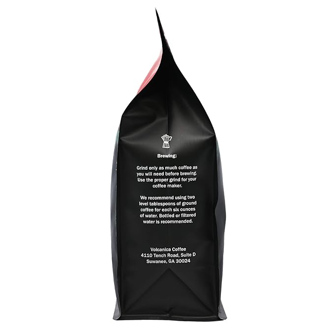 Volcanica Coffee, Dark Roast Coffee, Ground, Fresh Roasted, 16-ounce (Pack of 2)