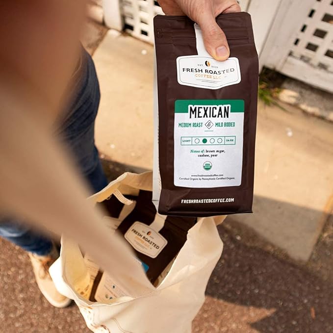 Fresh Roasted Coffee, Organic Mexican | Mold & Myco 3rd Party Tested, USDA Organic, Kosher | Medium Roast 5 lb (80 oz) Whole Bean