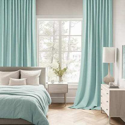 MIULEE Aqua Back Tab Blackout Curtains 52x63 Inches Long 2 Panels Set | Rod - Image 2