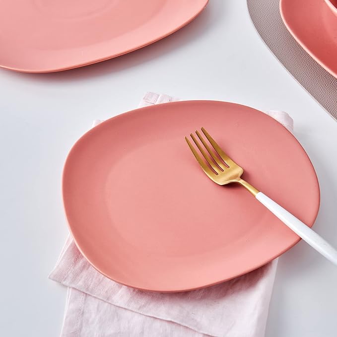 Stone Lain Delilah Salad Plate 6-Piece Dish Set, Porcelain, Terracotta