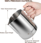Milk Frothing Pitcher, 22oz 650ml Milk Frother Cup Stainless Steel Steaming Pitcher, Coffee Bar Cappuccino Espresso Machine Accessories Barista Tools, Metal Steamer Cup Mug Milk Jug with Latte Art Pen
