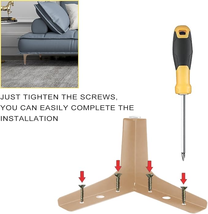 AODIOU Furniture Legs Gold Feet: Sofa Legs Replacement Set of 8 - Image 5