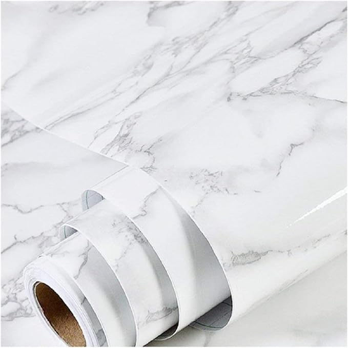 practicalWs Marble Wallpaper Granite White and Gray Wall Paper Roll 47.2" x by practicalWs
