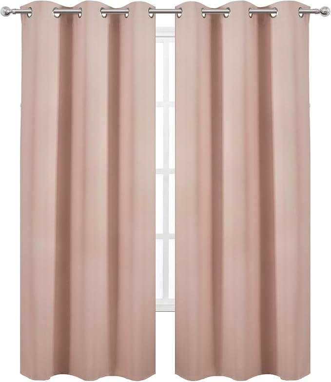 Blush Thermal Blackout Curtains/38 x 84 Inch/Set of 2 Panels Room Darkening - Image 2