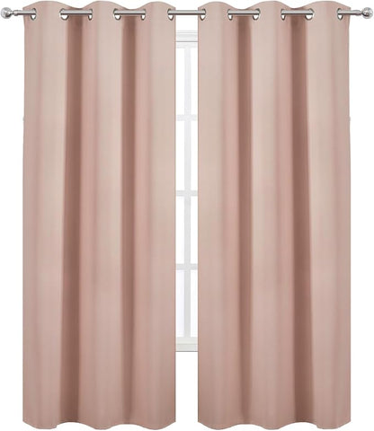Blush Thermal Blackout Curtains/42 x 95 Inch/Set of 2 Panels Room Darkening - Image 2