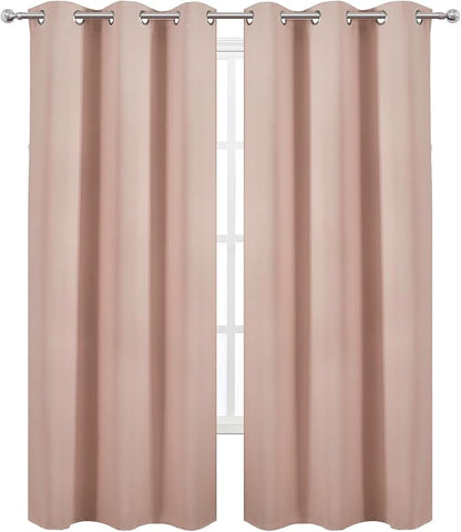 Blush Thermal Blackout Curtains/42 x 84 Inch/Set of 2 Panels Room Darkening - Image 2