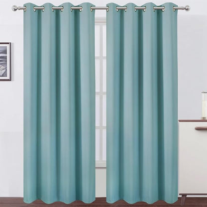 Blackout Curtains 52 x 90 inches Long Stone Blue Curtains Set of 2 Panels by Lemomo