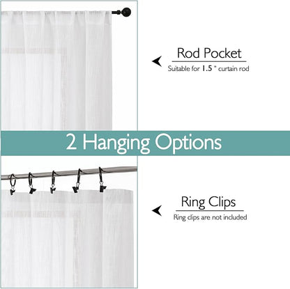 Chyhomenyc Extra Long White Semi Sheer Curtains 108 Inches Long 2 Panels Set - Image 4