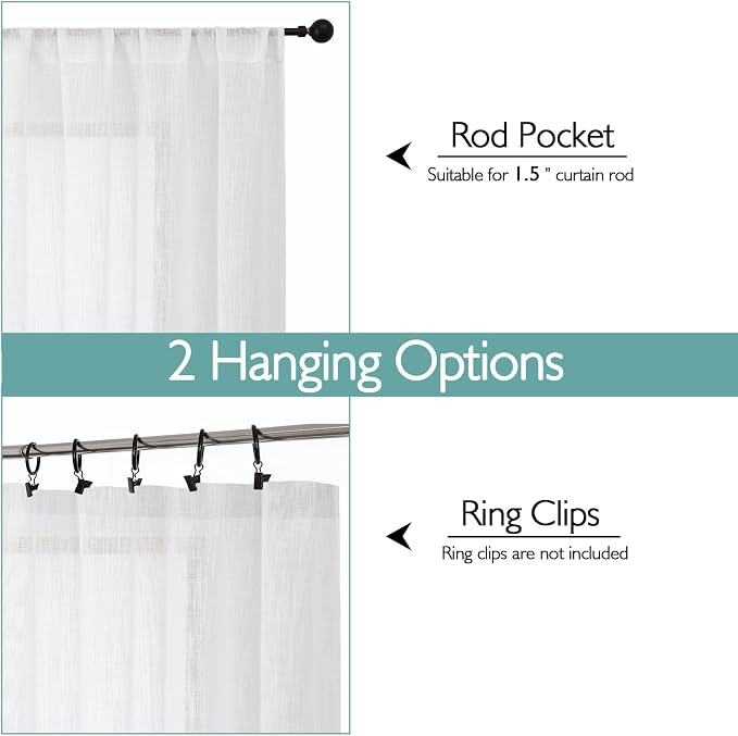 Chyhomenyc White Semi Sheer Curtains 96 Inches Long 2 Panels - Image 4