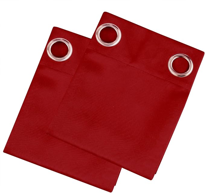 Blackout Curtains 66 x 72 Inch Long Bright Red Curtains Set of 2 Panels Room - Image 9