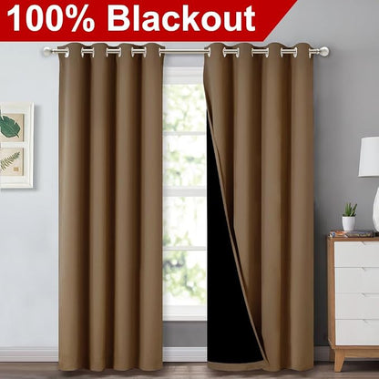 NICETOWN 100% Blackout Window Curtain Panels, Heat and Cold Blocking Drapes - Image 2