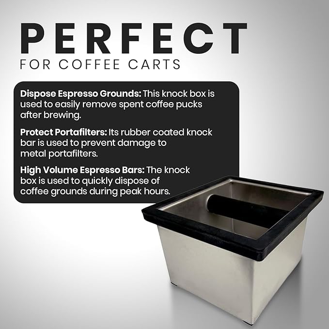 Rattleware Stainless Steel Knock Box - Ideal for Home, Cafe, Restaurant, Hotel, Office, or Commercial Establishment - Heavy Duty Knock Box Trusted By Baristas Worldwide (6" x 5.5" x 4")