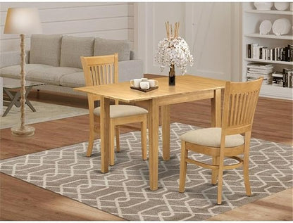 East West Furniture NDVA3-OAK-C 3 Piece Dining Room Furniture Set Contains a - Image 2