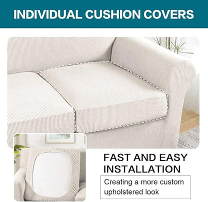 Turquoize 3 Piece Sofa Covers for 2 Cushion Couch Loveseat Slipcover Soft Couch - Image 5