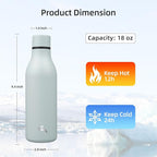 Insulated Water Bottle with Strap,18 oz Double Wall Stainless Steel Vacuum Bottles Metal Water Flask,Foggy Blue