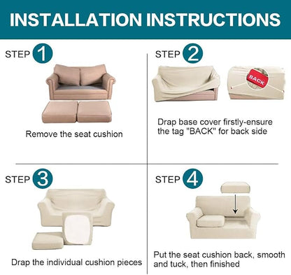 Turquoize 3 Piece Sofa Covers for 2 Cushion Couch Sofa Slipcover Soft Couch - Image 7