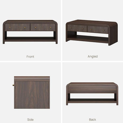 Oak&Sparrow 48'' Boho Coffee Table, Thickened Arc-Shaped Design - Image 9