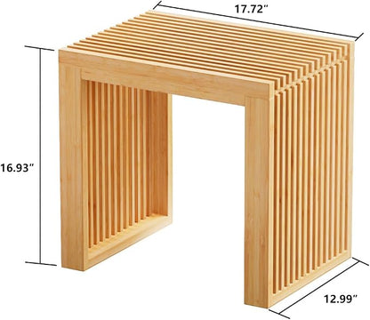 Small Bamboo Dining Bench, 17inch Farmhouse Decor Indoor Kitchen Table Bench - Image 3