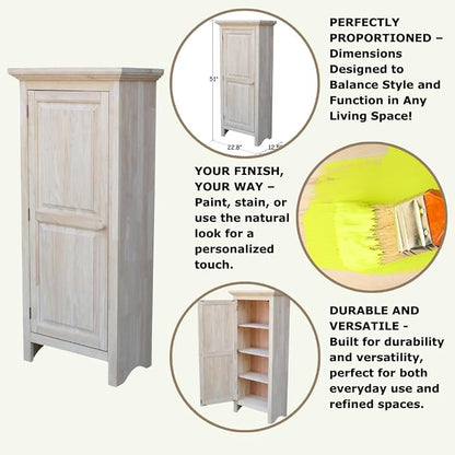 Single Jelly Cabinet, Solid Parawood Construction, 22.8"W x 12.5"D x 51"H - Image 4
