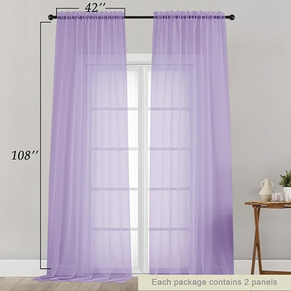 Extra Long Sheer Lavender Curtains - Image 2