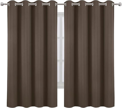 Chocolate Brown Blackout Curtains 66 x 63 Inch Length/Set of 2 Curtain by Lemomo