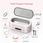 Ultrasonic Jewelry Cleaner, Upgraded 48KHz Ultrasonic Cleaner Machine with 304 Stainless Steel for Jewelry, Eyeglasses, Rings, Dentures, Watch Strap（Light Pink）