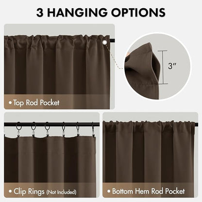 MIULEE Chocolate Brown Blackout Curtains 4 Panels 72 Inch Length Bedroom | - Image 3