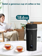 balbali 18.6oz Portable Kettle for Travel 100-250V Dual Voltage for International/Global/Europe - 6 Preset Travel Electric Kettle Hot Water Boiler/Heater/Warmer/Tea Maker - Black