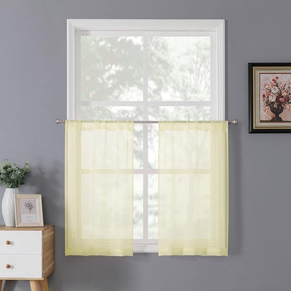 Tollpiz Sheer Tier Curtains Kitchen Linen Textured Half Curtain Sheers Light by Tollpiz