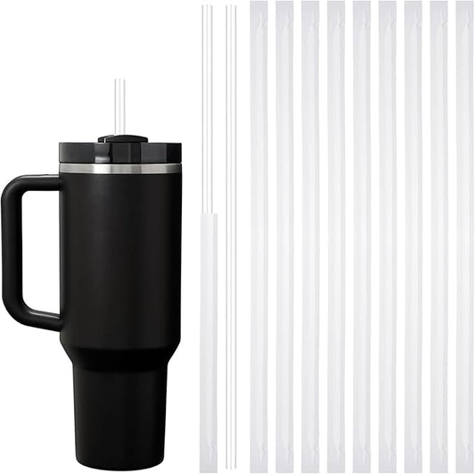 ALINK 100 Pcs Long Plastic Disposable Straws for 40 OZ Tumbler, 12 inch Clear Straws for Stanley Owala Yeti 30 oz 40 oz Cups, Half Gallon Jugs, Individually Wrapped