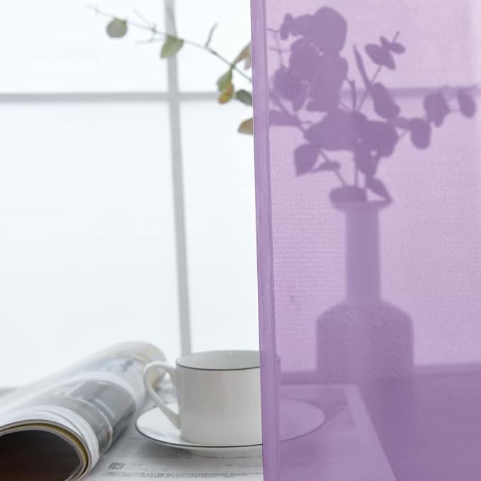 SpaceDresser Lavender Sheer Curtains 4 Panels Rod Pocket Semi-Sheer Curtain 72 - Image 5
