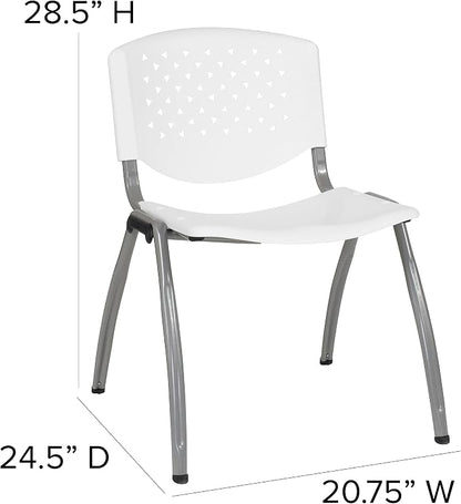 Flash Furniture HERCULES -5 Pack 880 lb. Capacity White Plastic Stack Chair | - Image 3