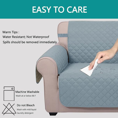 U-NICE HOME Reversible Recliner Chair Covers, Light Blue/Beige | 28''Recliner - Image 5
