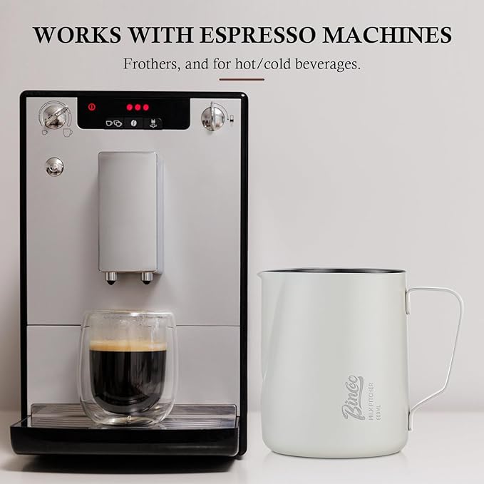 Milk Frothing Pitcher - 350ml Milk Frother Cup for Latte Art, SUS 304 Stainless Steel, Barista-Grade Coffee Milk Jug with Measurement Markings & Precision Spout