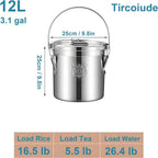 304 Stainless Steel Kitchen Airtight Canister, 12L 3.1 gal Rice Oil Food Storage Bucket Transport Can with andles Airtight Lid for Rice Flour Grain Coffee Bean Pail Container