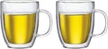 Bodum 15oz Bistro Double Wall Insulated Mug, High-Heat Borosilicate Glass, Set of 2, Clear