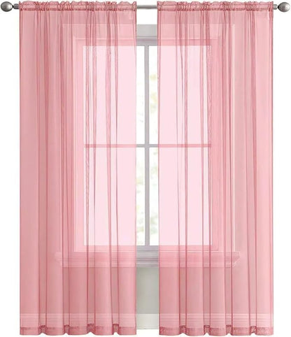 SpaceDresser Sheer Voile Window Treatment Rod Pocket Curtain Panels - Image 3