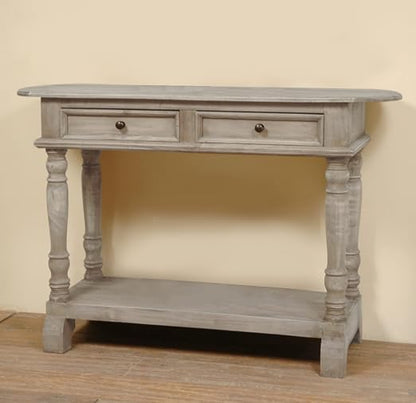 Sunset Trading Shabby Chic Cottage Table, Two Drawer, Natural limewash - Image 2