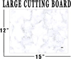 Rogue River Tactical Gray White Marble Art Kitchen Glass Cutting Board Modern Decorative Gift Abstract Wavy Contrast Design