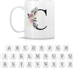 Retreez Initial A-Z Floral Botanical Bouquet Alphabet Monogrammed Monogram Mug 11 Oz Ceramic Tea Coffee Mugs - Appreciation Thank You Wedding Birthday Gifts for her friend coworker sister - C Initial