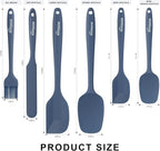NileHome Silicone Spatula Set, 6 Packs Food Grade Kitchen Utensils with Silicone Brush Heat Resistant Dishwasher Safe BPA-Free Rubber Spatula for Scraping, Baking, Cooking, Mixing, Haze Blue