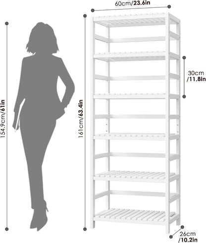 FOTOSOK 6-Tier Bamboo Shelf, Bamboo Bookcase - Image 3
