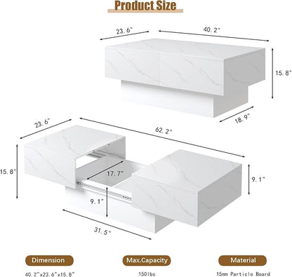 White Marble Modern Coffee Table - Image 2