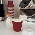 Restaurantware 8 Ounce Double Wall Disposable Coffee Cups, 500 Insulated Crimson Paper Tumblers, Ripple Wall Design, Lids Sold Separately for Hot Drinks like Tea, Hot Chocolate, and More