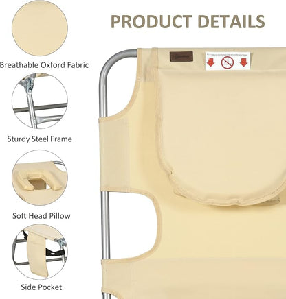 Outsunny Folding Beach Lounge Chair - Image 6
