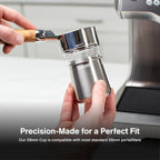 Crema Coffee Products 58mm Dosing Cup | Compatible with Breville Portafilters etc | Durable 100% Stainless Steel | Built-In Grinder Tab for Easy Transfer | Sleek, Mess-Free Design | Black Finish