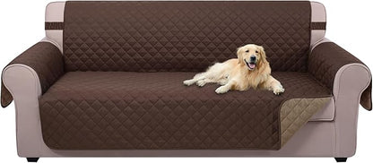 U-NICE HOME Large Sofa Cover Reversible Couch Cover, Chocolate/Taupe | by U-NICEHOME