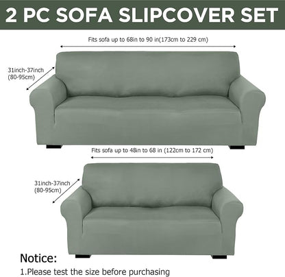 Peryiter 2 Pcs Sofa Covers Couch and Loveseat Covers Set Stretch Sofa Slipcover - Image 2