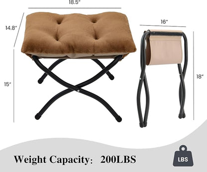 15" Folding Ottoman, Foldable Footrest Stool, Portable Small Foot Stool - Image 3