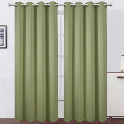 Blackout Curtains 52 x 108 inch/Sage Green Curtains Set of 2 Panels/Thermal by Lemomo